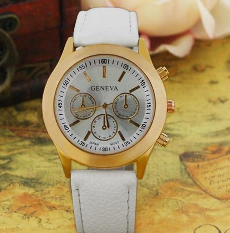 Women Vintage Wristwatch Faux Leather Band