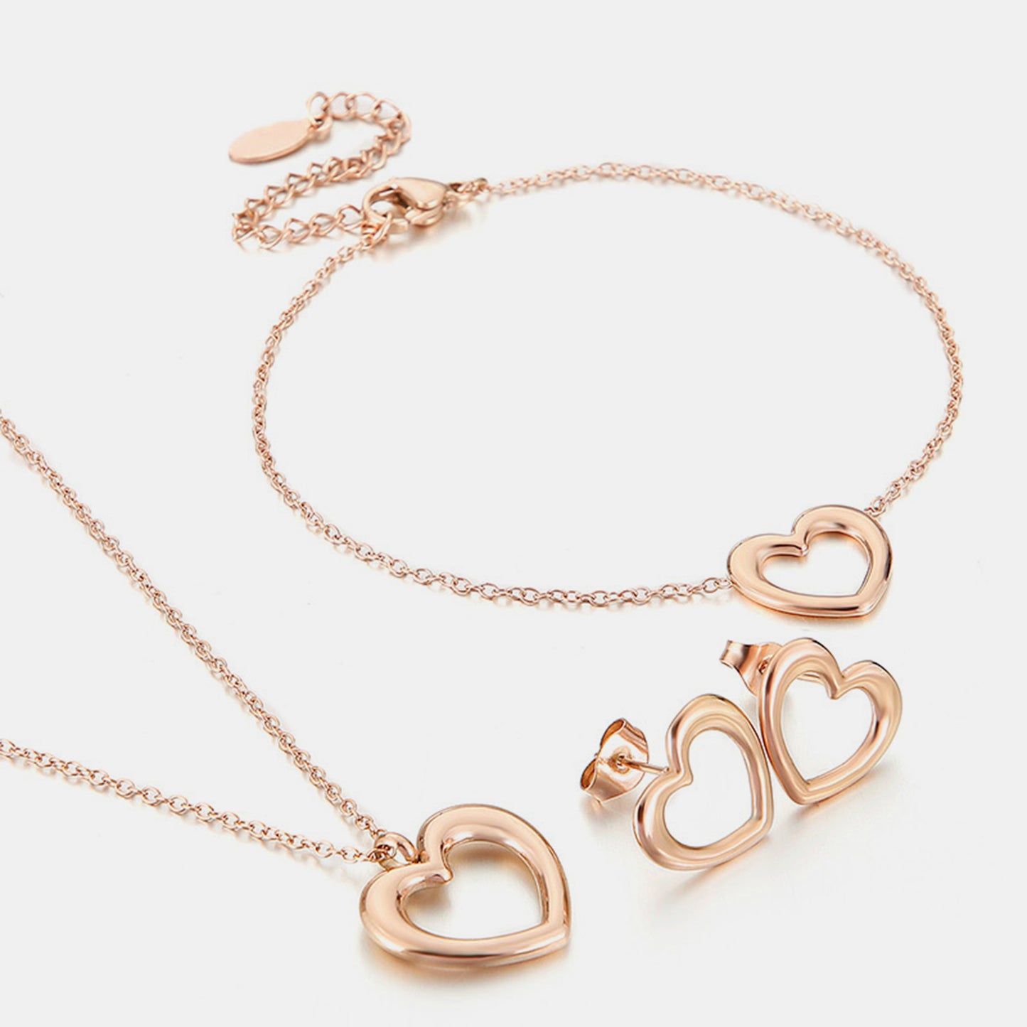 Heart Necklace, Bracelet and Earrings Jewelry Set