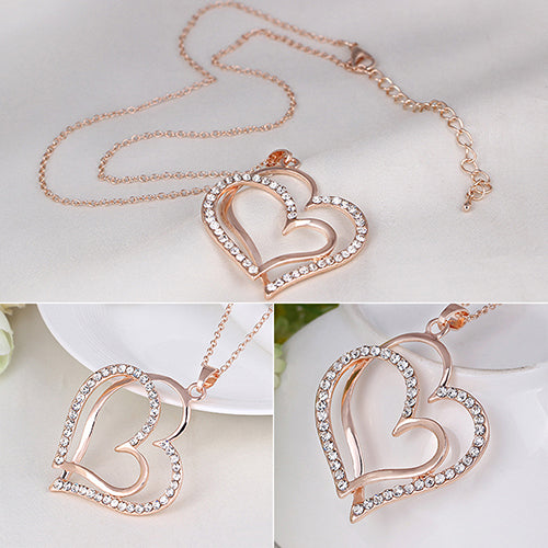 Fashion Double Heart Pendent Necklace