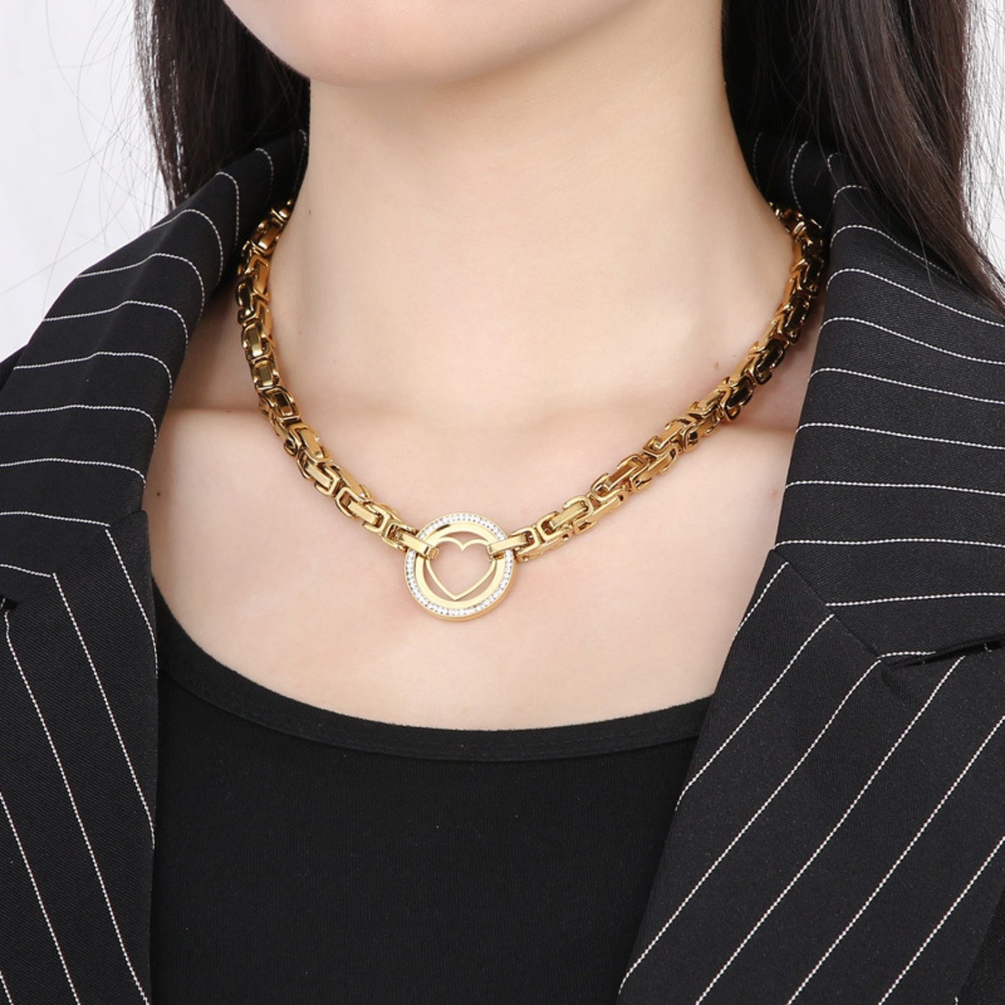 Gold Heart Shape  Chain Necklace