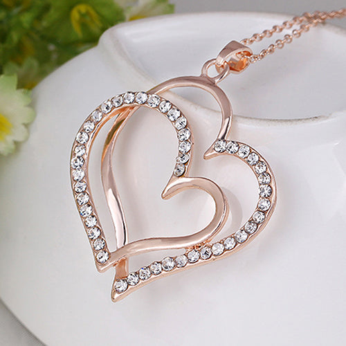 Fashion Double Heart Pendent Necklace