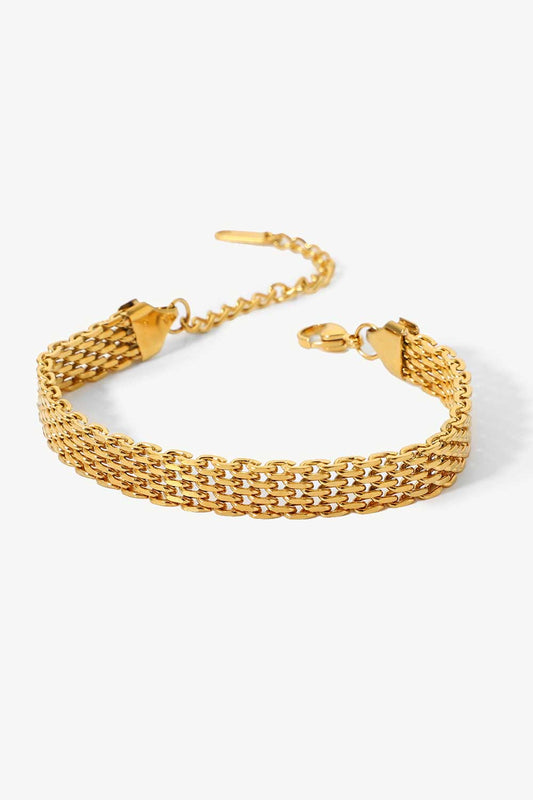 18K Gold Wide Chain Bracelet
