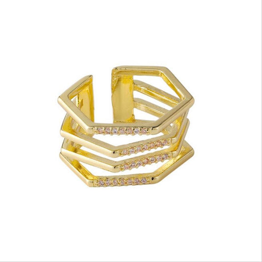 Gold Multi-layer Open Ring