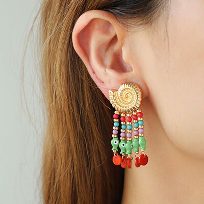 Shell & Tassel Dangle Earrings