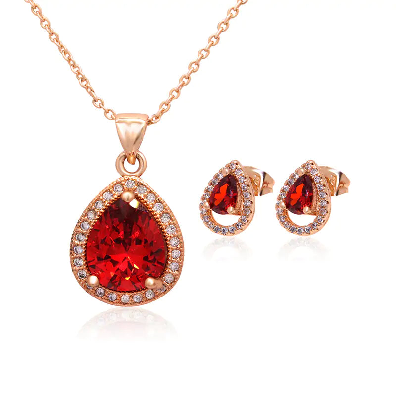 Ruby Red 3pcs Necklace Set