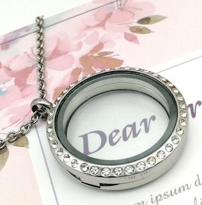 Circle With Crystal Locket Necklace
