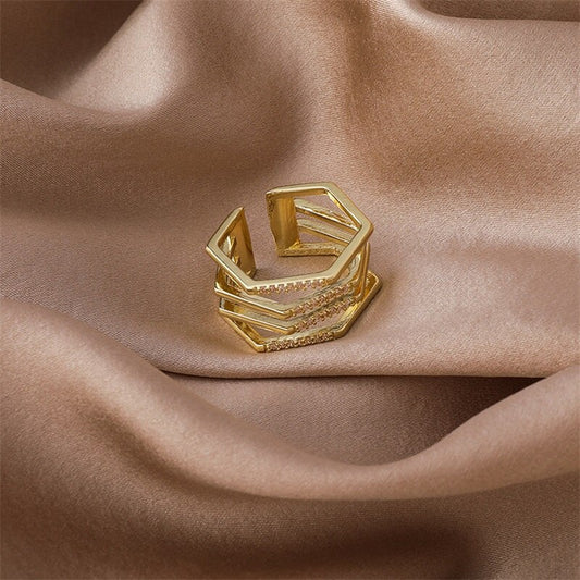 Gold Multi-layer Open Ring