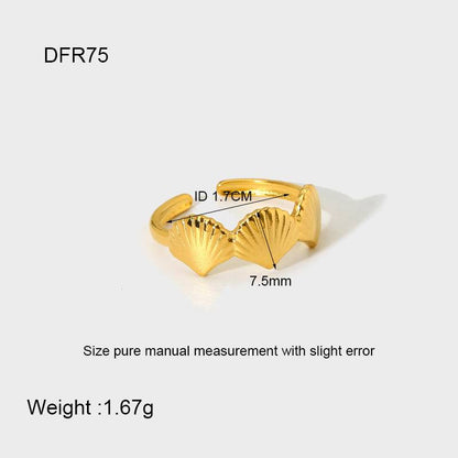 18K Gold Scallop Open Ring