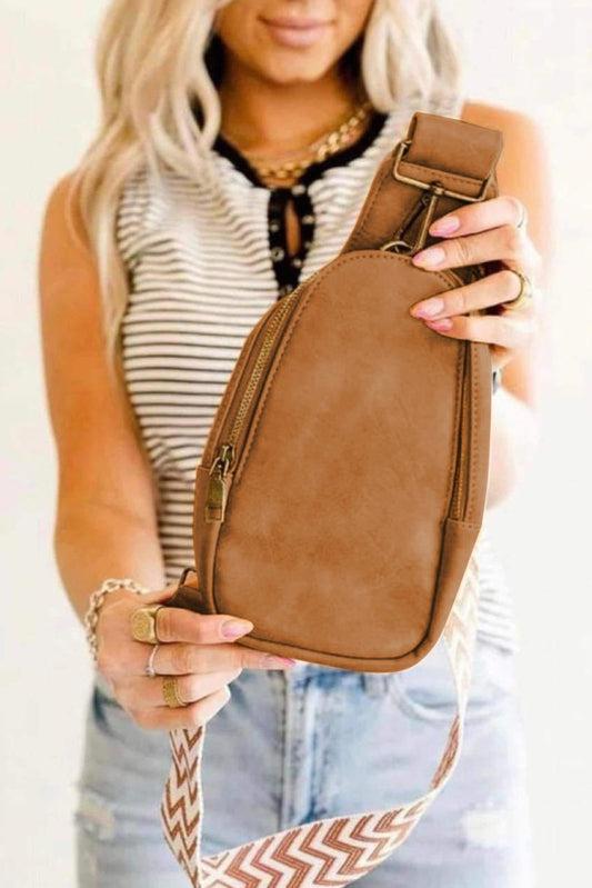 Leather Zipped Crossbody  Bag