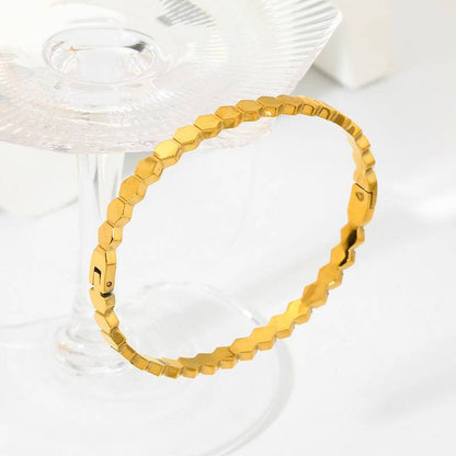 Hexagon-Shaped 18K Gold Bangle