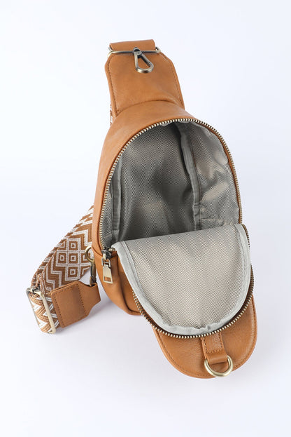 Leather Zipped Crossbody  Bag