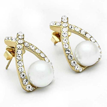 Gold  White Pearl Earrings