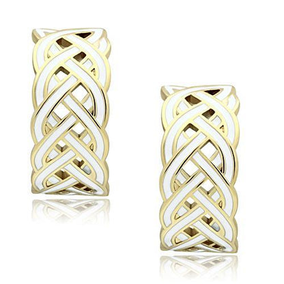 White & Gold Hoop Earrings