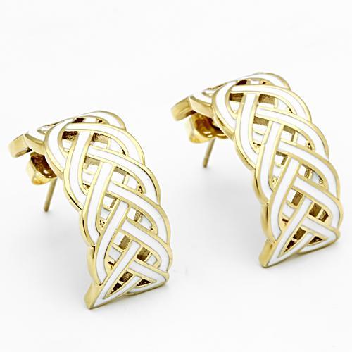 White & Gold Hoop Earrings