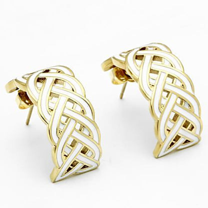 White & Gold Hoop Earrings
