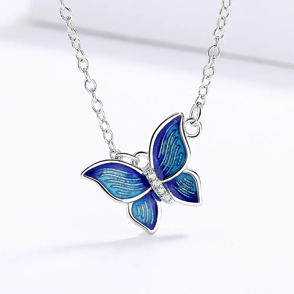 Micro-Enamel Butterfly Necklace Set